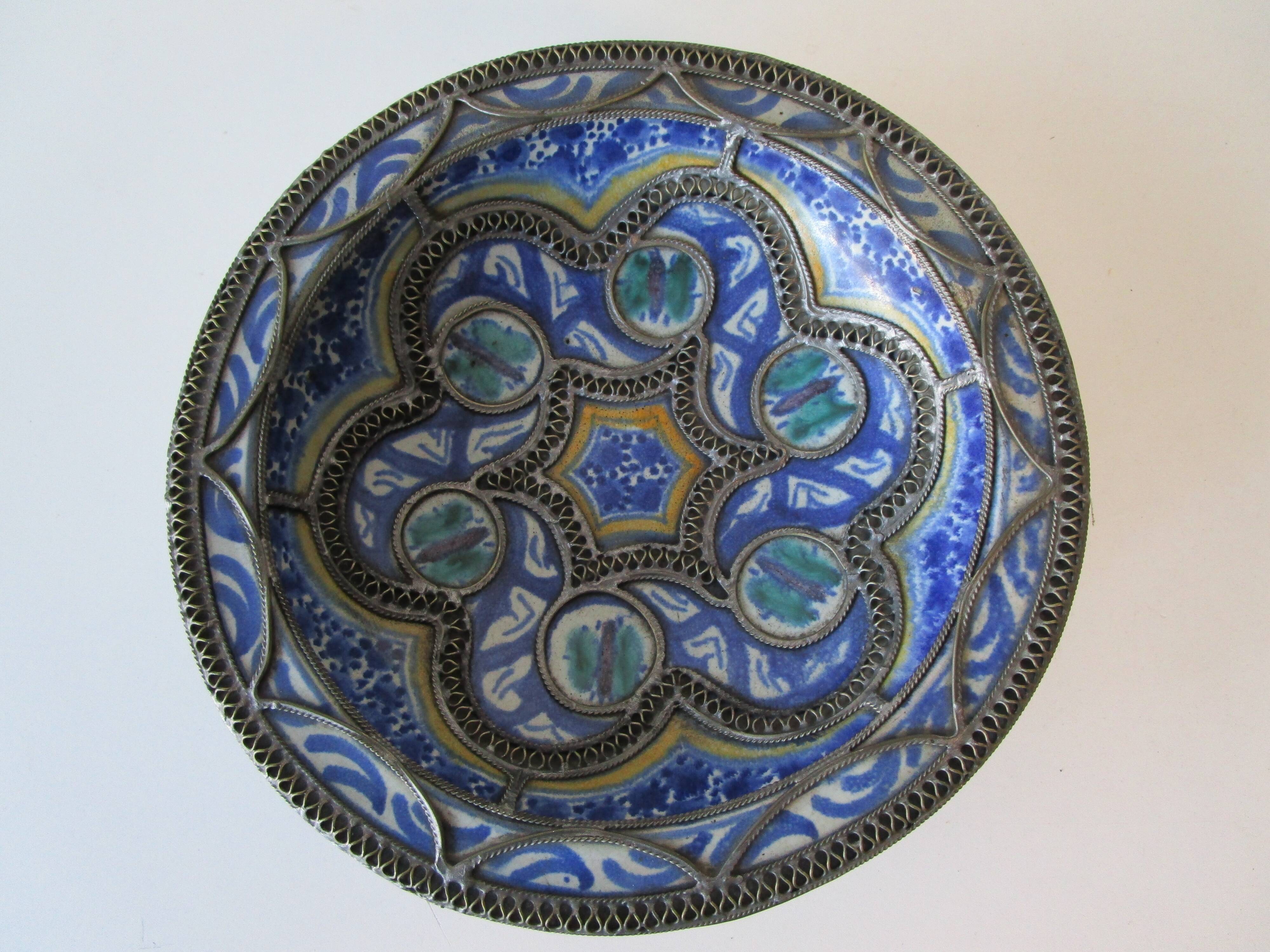 Duo of antique plates in filigree Hispano Moorish ceramics