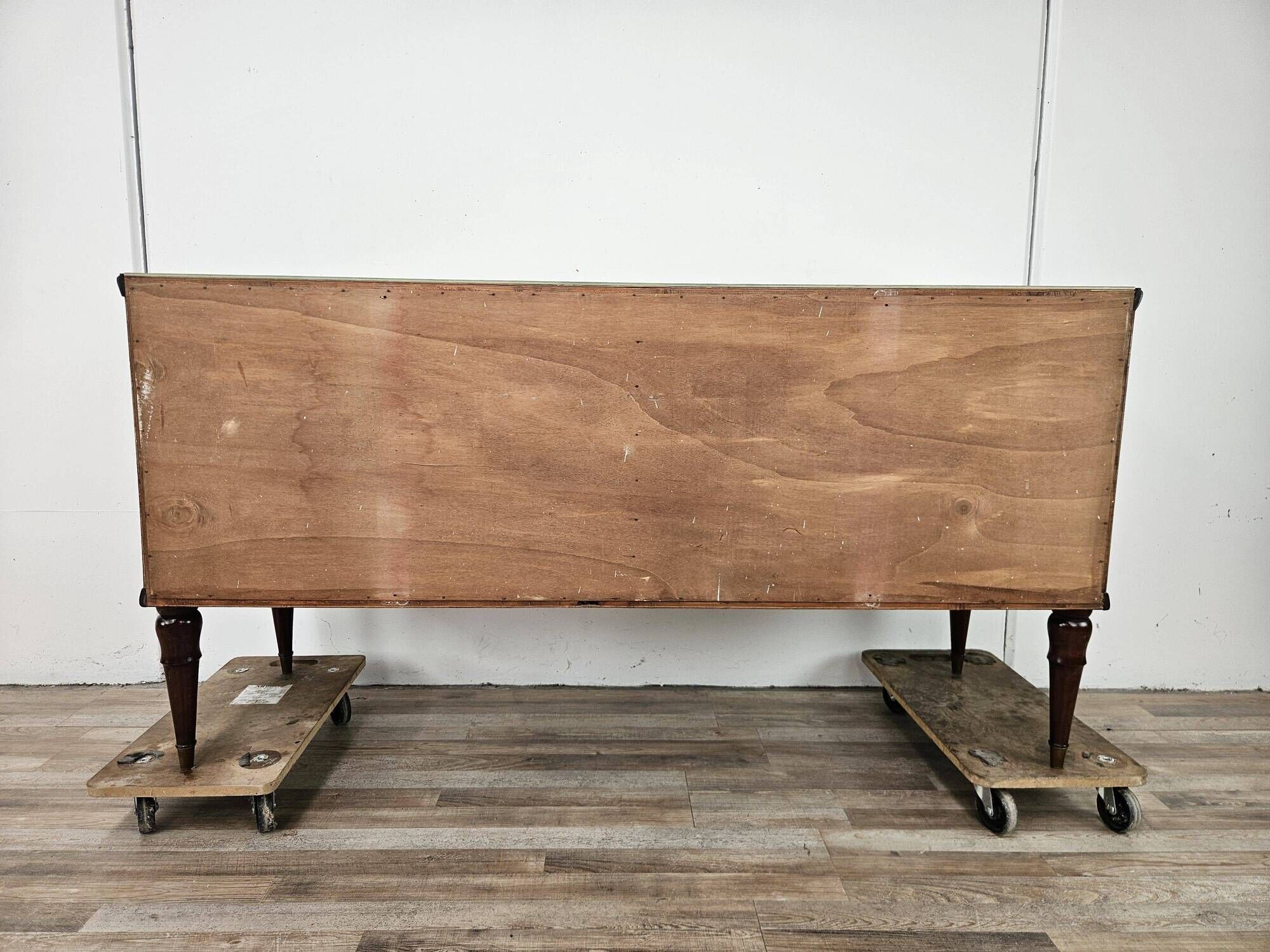 Vintage six-drawer oak chest of drawers with glass top, 1960