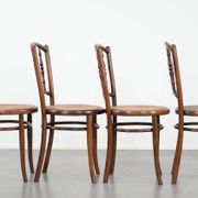 Set of 4 vintage bistro chairs Jacob & Josef Kohn Wien with a wicker seat