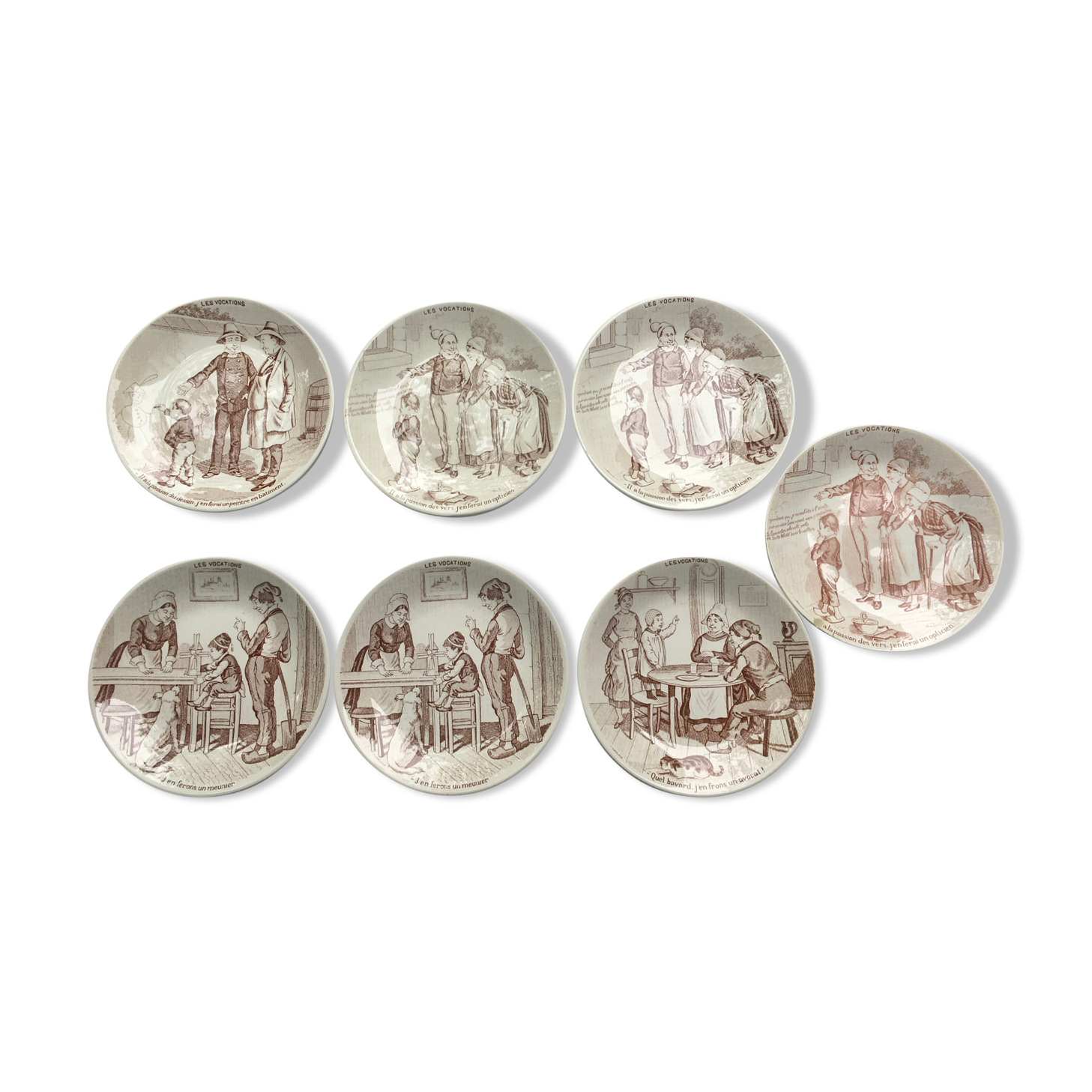 Sarreguemines speaking plates model "The Vocations"