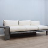 Vintage 3-seater sofa by Marzio Cecchi in ribbed leather 1970s