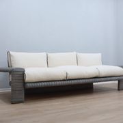 Vintage 3-seater sofa by Marzio Cecchi in ribbed leather 1970s