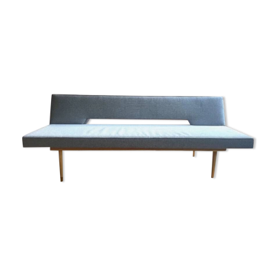 Canapé scandinave vintage, banquette scandinave vintage en teck, canapé en laine