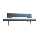Vintage Scandinavian sofa, vintage Scandinavian teak bench, wool sofa