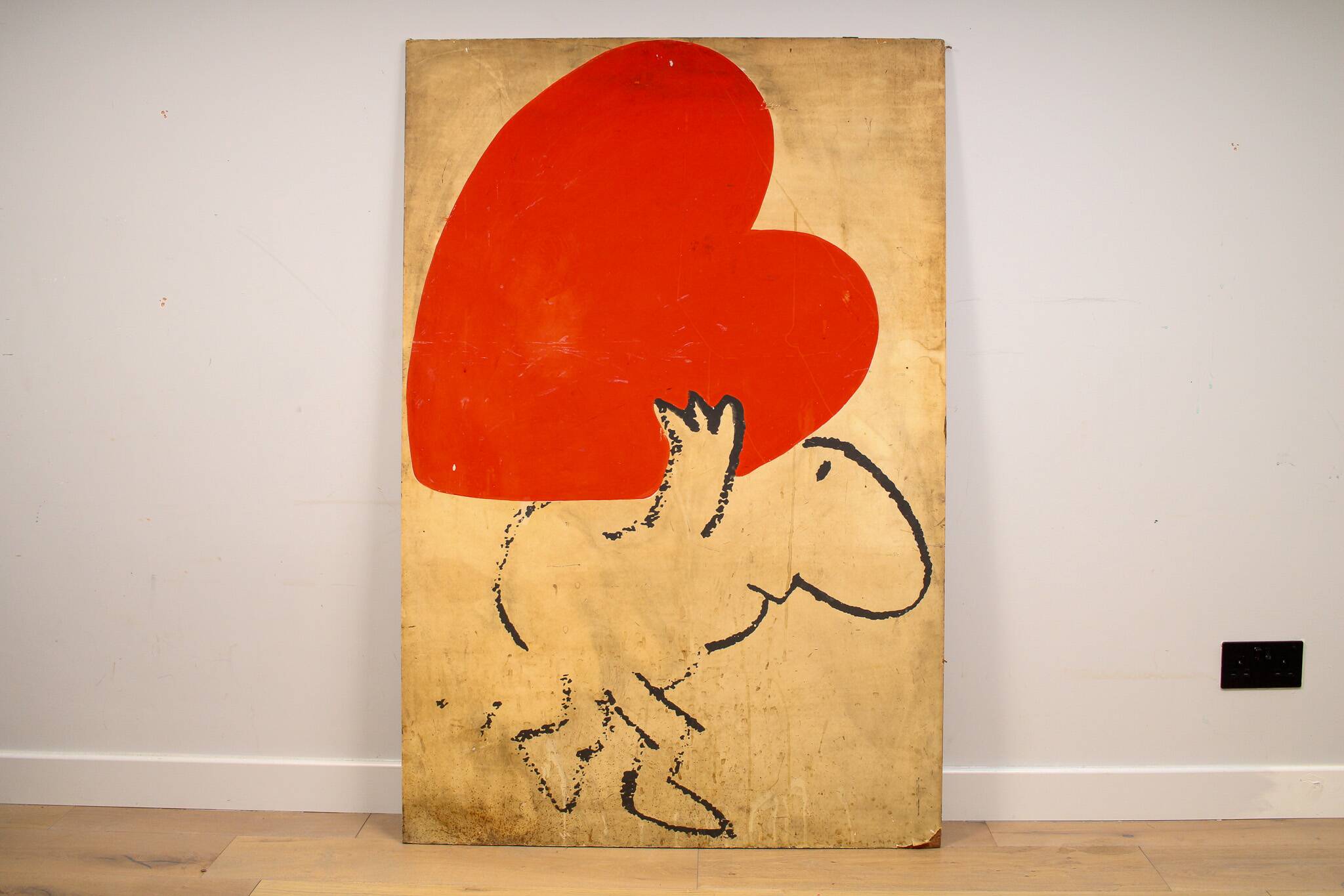 A vintage original painting by Mel Calman - Heavy Heart or Burden of Love