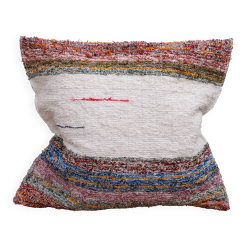 Housse de coussin artisanale en coton recyclé tissé main