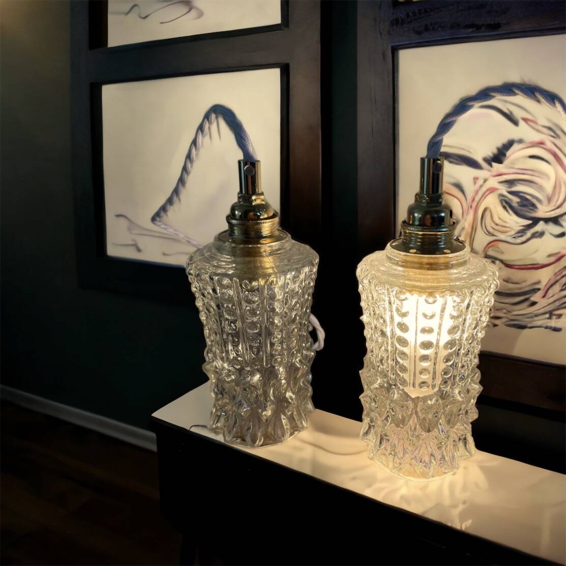 Lot de deux baladeuses en verre scandinave