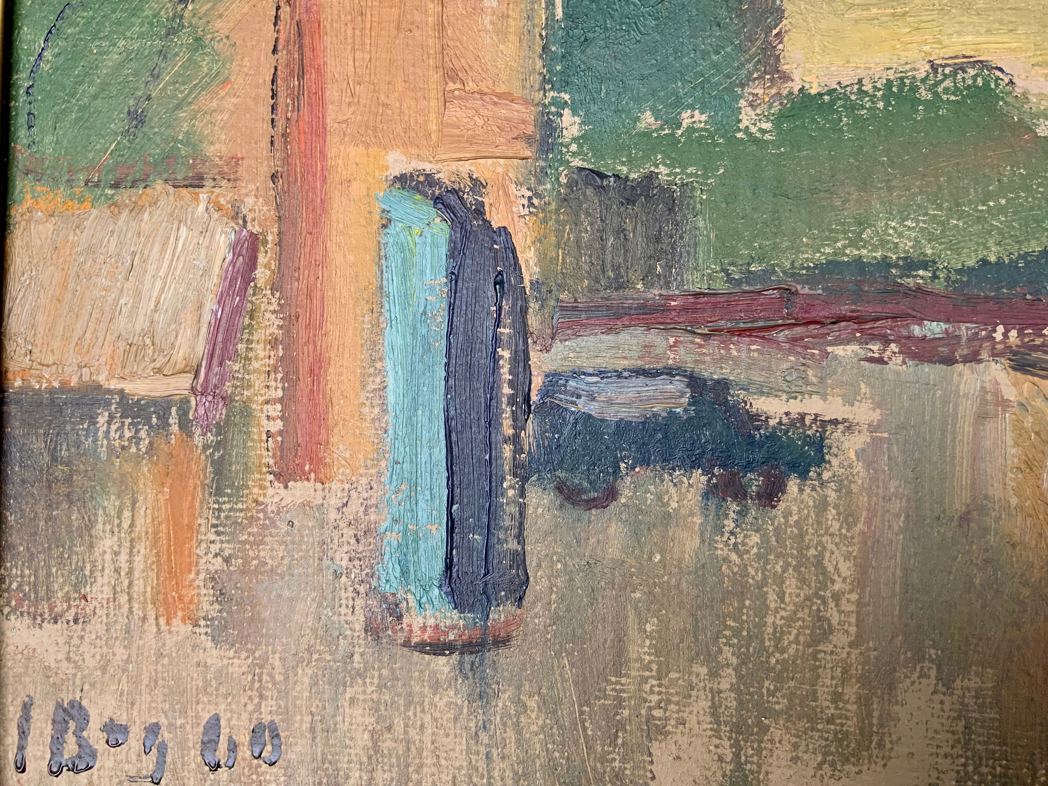 Swedish Modernism oil  landscape by I. Broberg