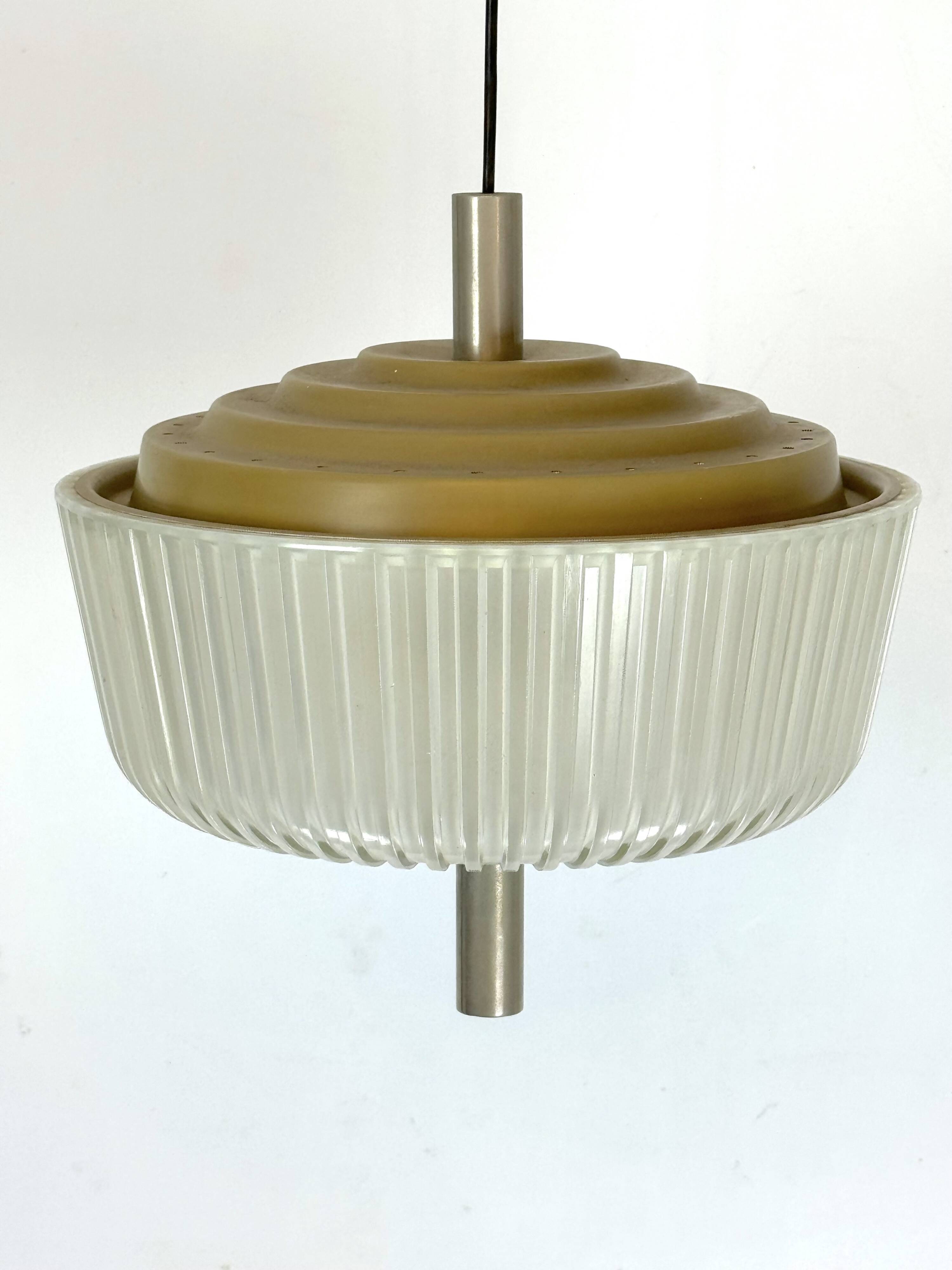 Seguso, Art Deco glass and metal chandelier from 40s