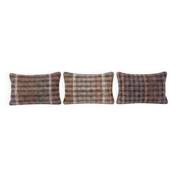 Set of 3 vintage kilim cushion covers 41x61 cm