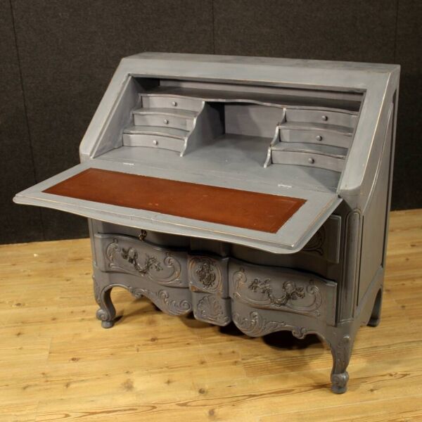 Bureau de pente ou commode scriban en bois laqué esprit Shabby chic époque circa 1920-1930