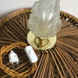 Brass table lamp and vintage torch globe