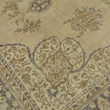 Hand-knotted persian vintage 1970s 250 cm x 364 cm beige wool carpet