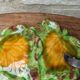 Antique colored ceramic cheese plate with knife