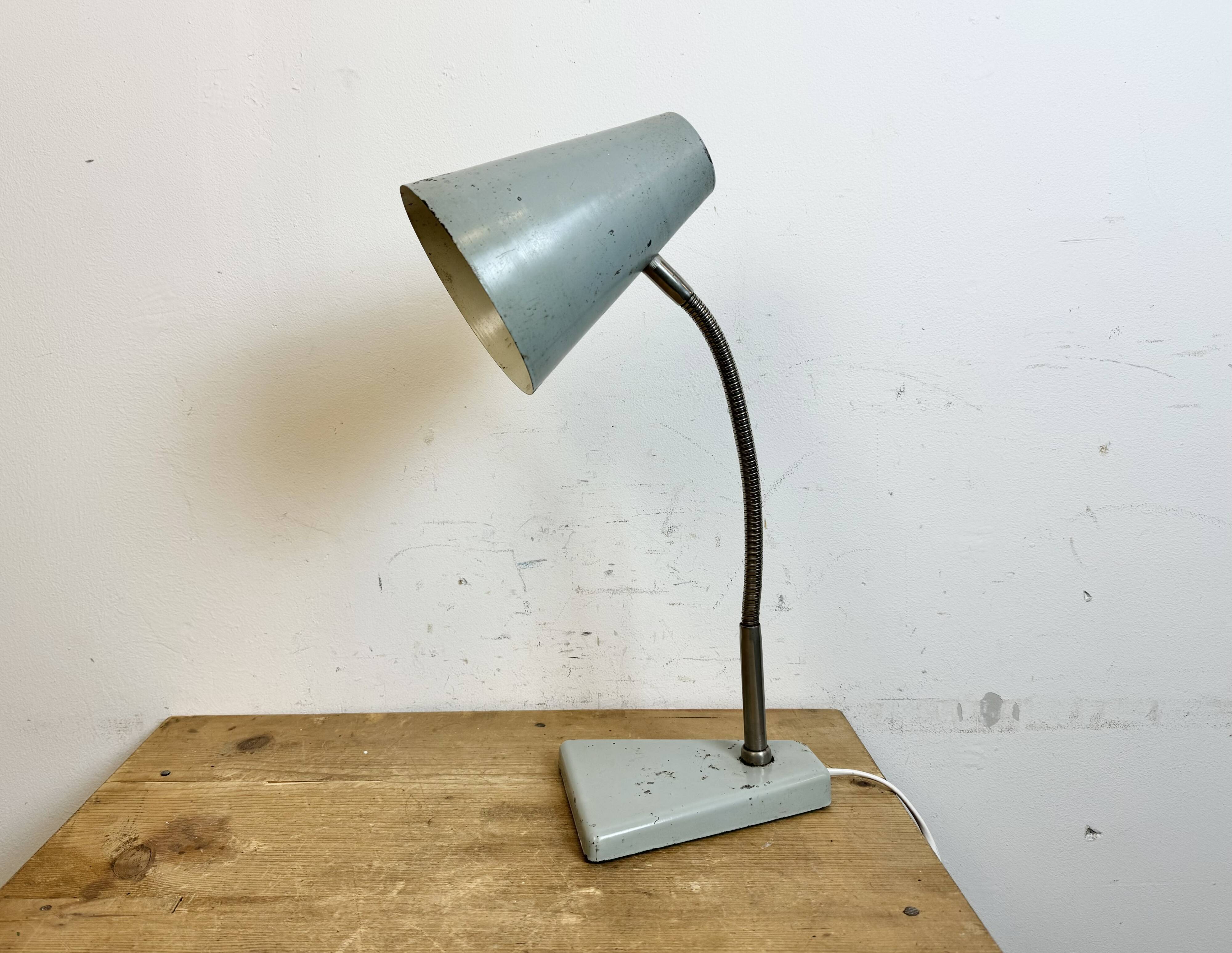 Grey Industrial Gooseneck Table Lamp from Zaos, 1960s