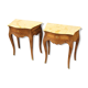 Paire de tables de chevet incrustées italiennes avec le dessus en marbre