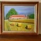 Oil painting "Harvest Time" in Dordogne, framed