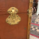 Leather, wood and brass travel trunk