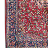 Handmade oriental red blue wool rug - 264x355cm
