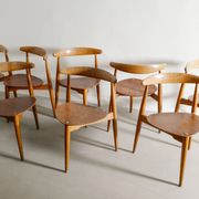 Set of Eight Danish Mid Century Heart Dining Chairs by Hans J Wegner, 1950s