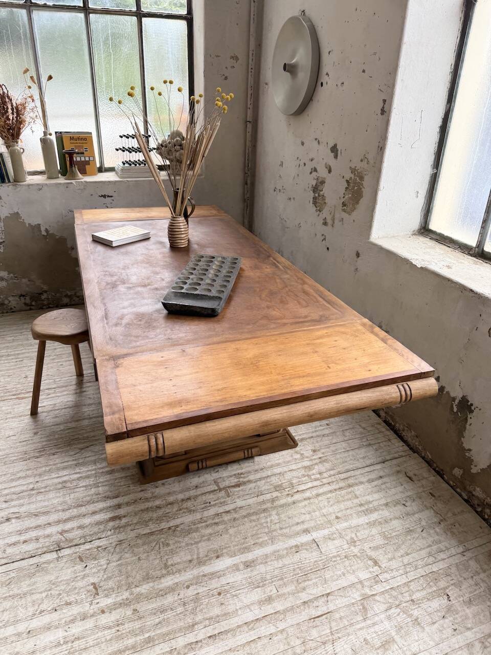 Table de repas chêne 1940 Dudouyt 240cm
