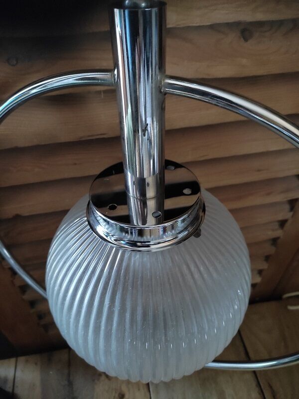 Chandelier suspension support metal chrome deco frosted globe