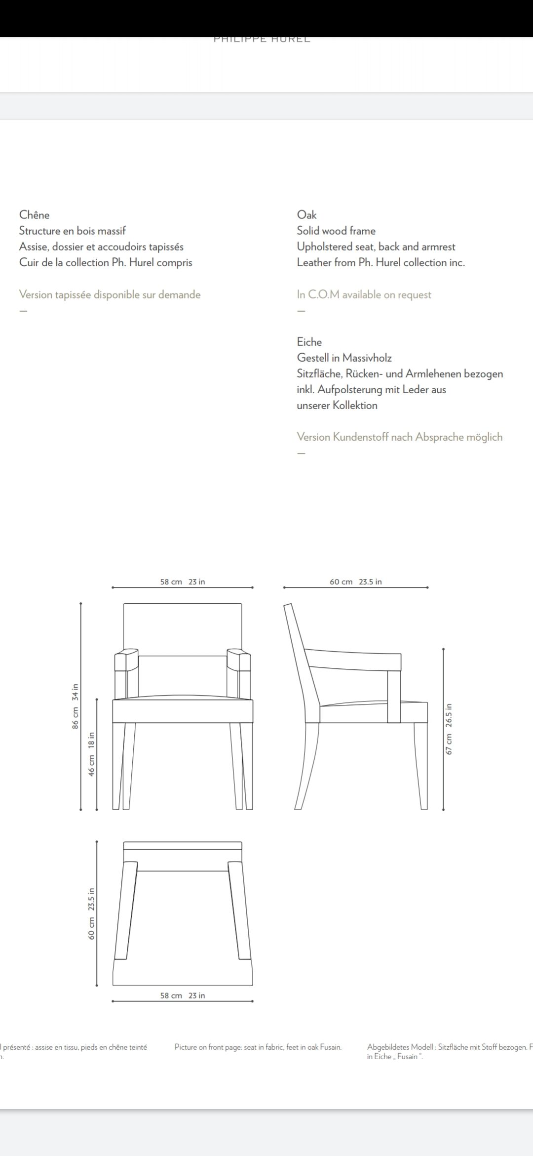 Luxury chair Philippe Hurel black leather