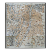 Ancien plan de Lyon - France - 1906 | Décoration murale vintage
