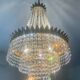 Hot air balloon chandelier in brass and crystal pendants