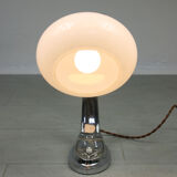 Mid-century flower chrome and opaline table lamp