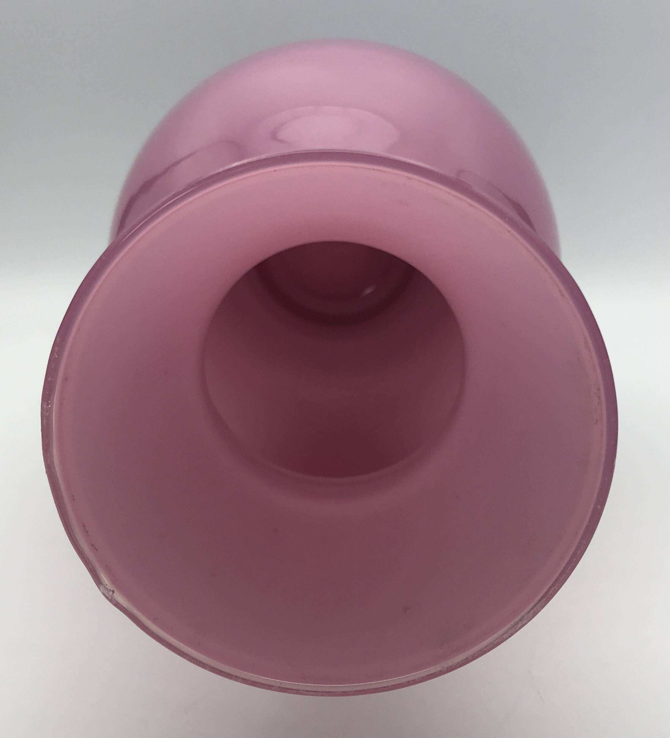 Vintage vase in pink opaline on white foot 36.8 cm