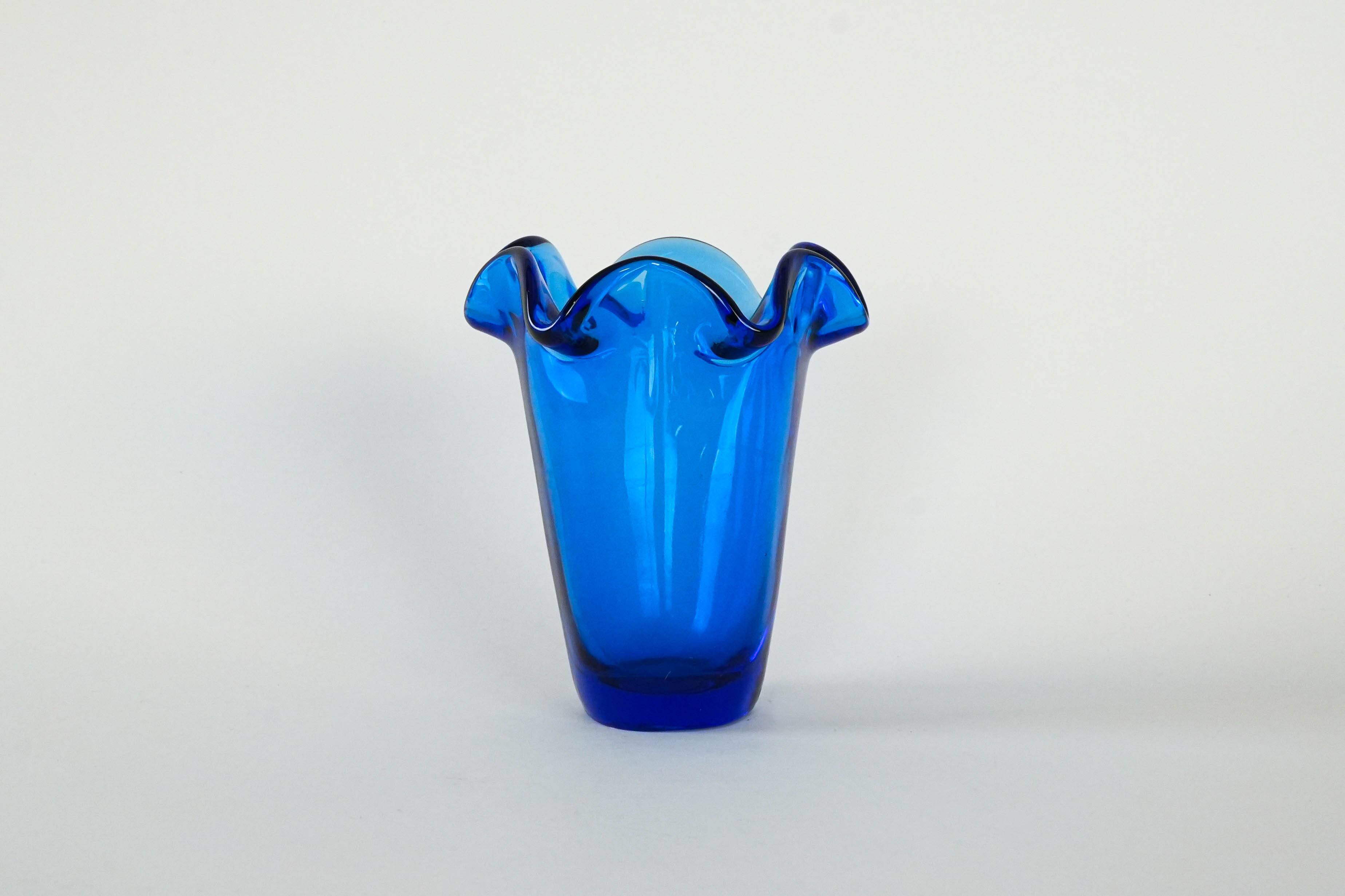 Cobalt glass vase, Danish design, 1970s, made in Denmark