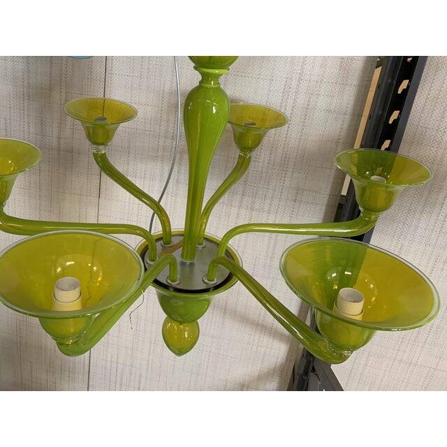 Contemporary Translucent Apple-Green Murano Style Glass Chandelier