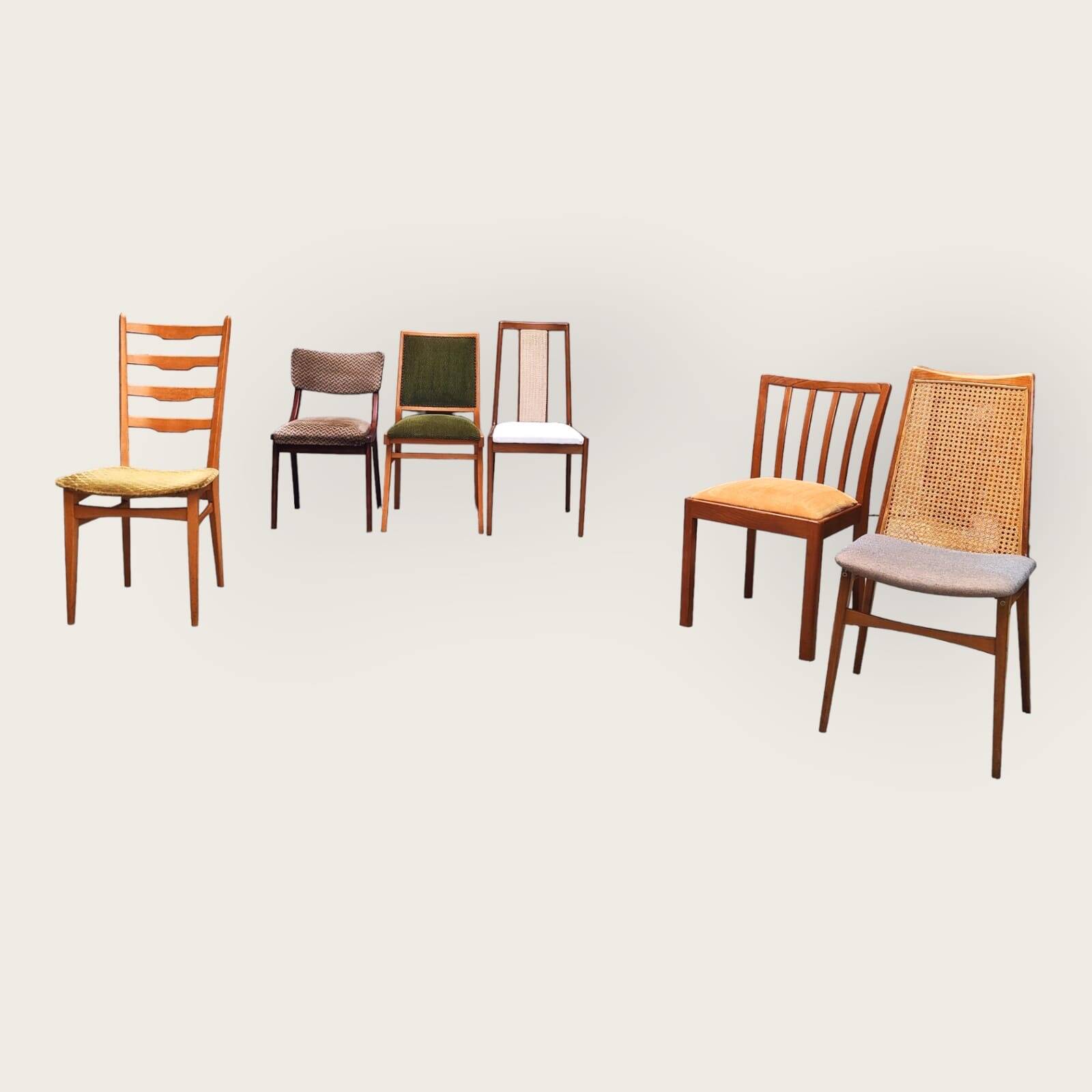 Zes Mid Century stoelen