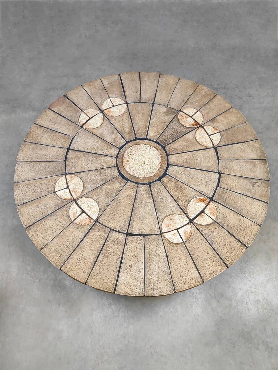 Danish vintage round stone coffee table 'Natures spirit'