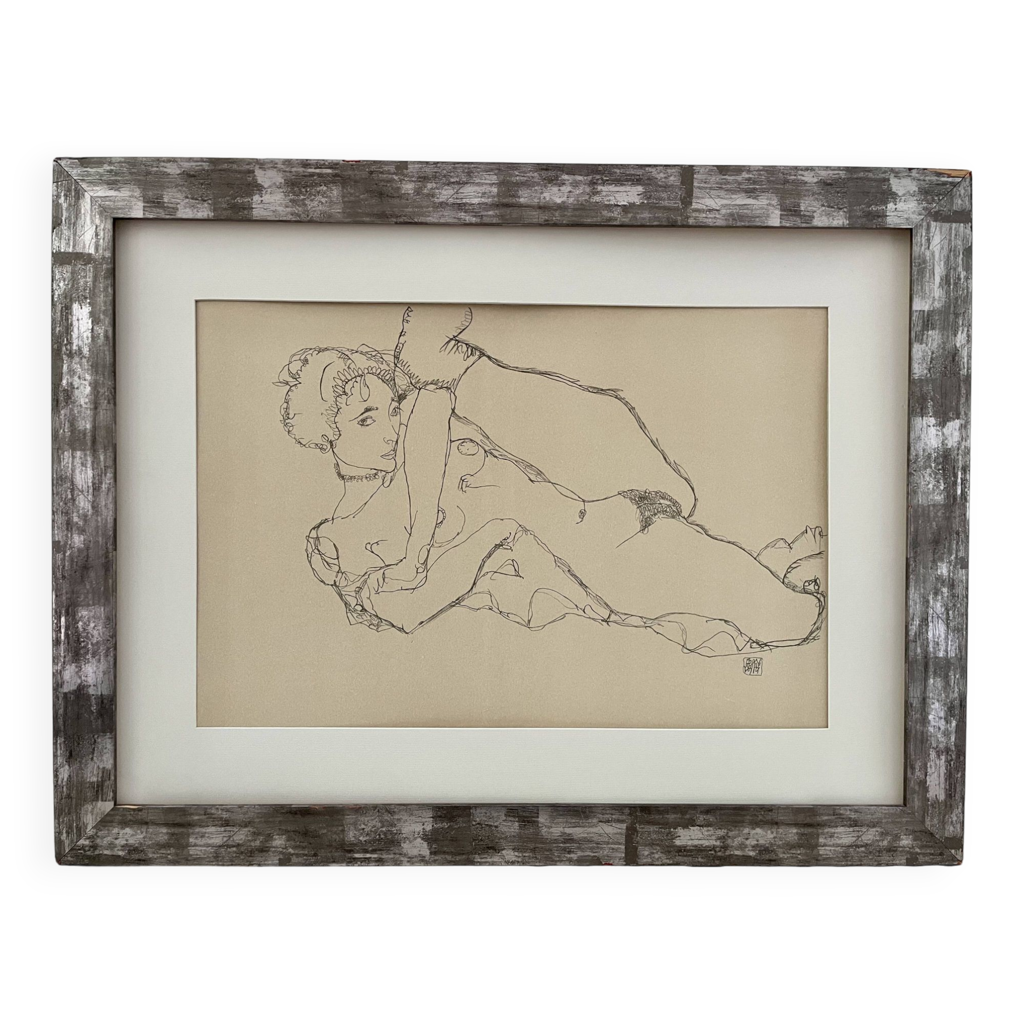 The naked dancer - lithograph after egon schiel