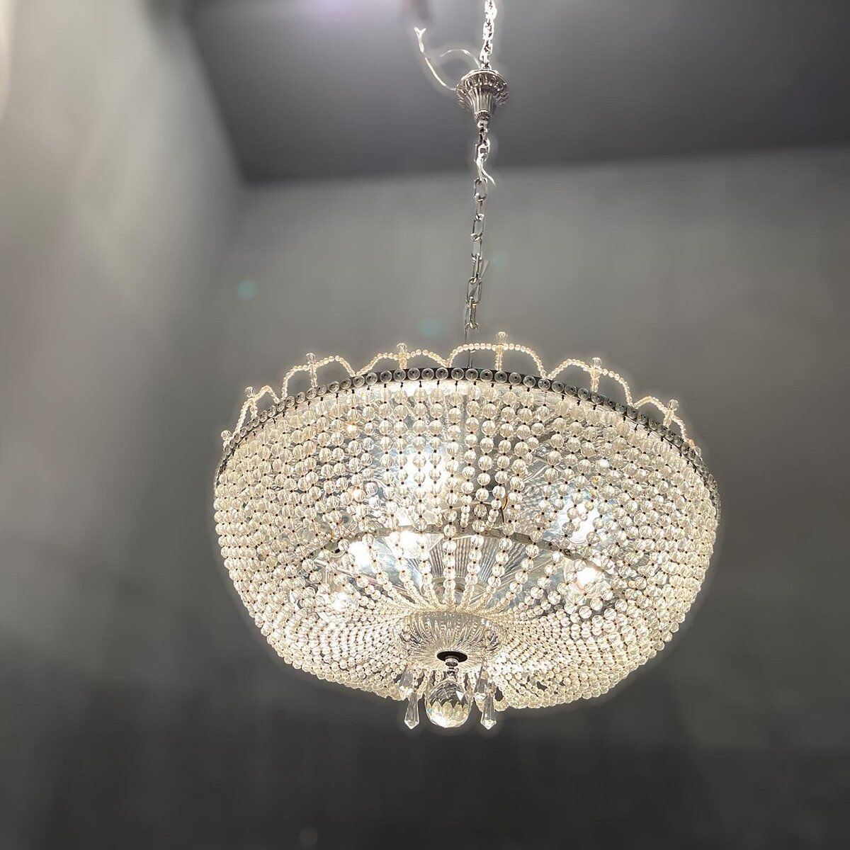 Italian Crystal Beaded Chandelier, 1960s