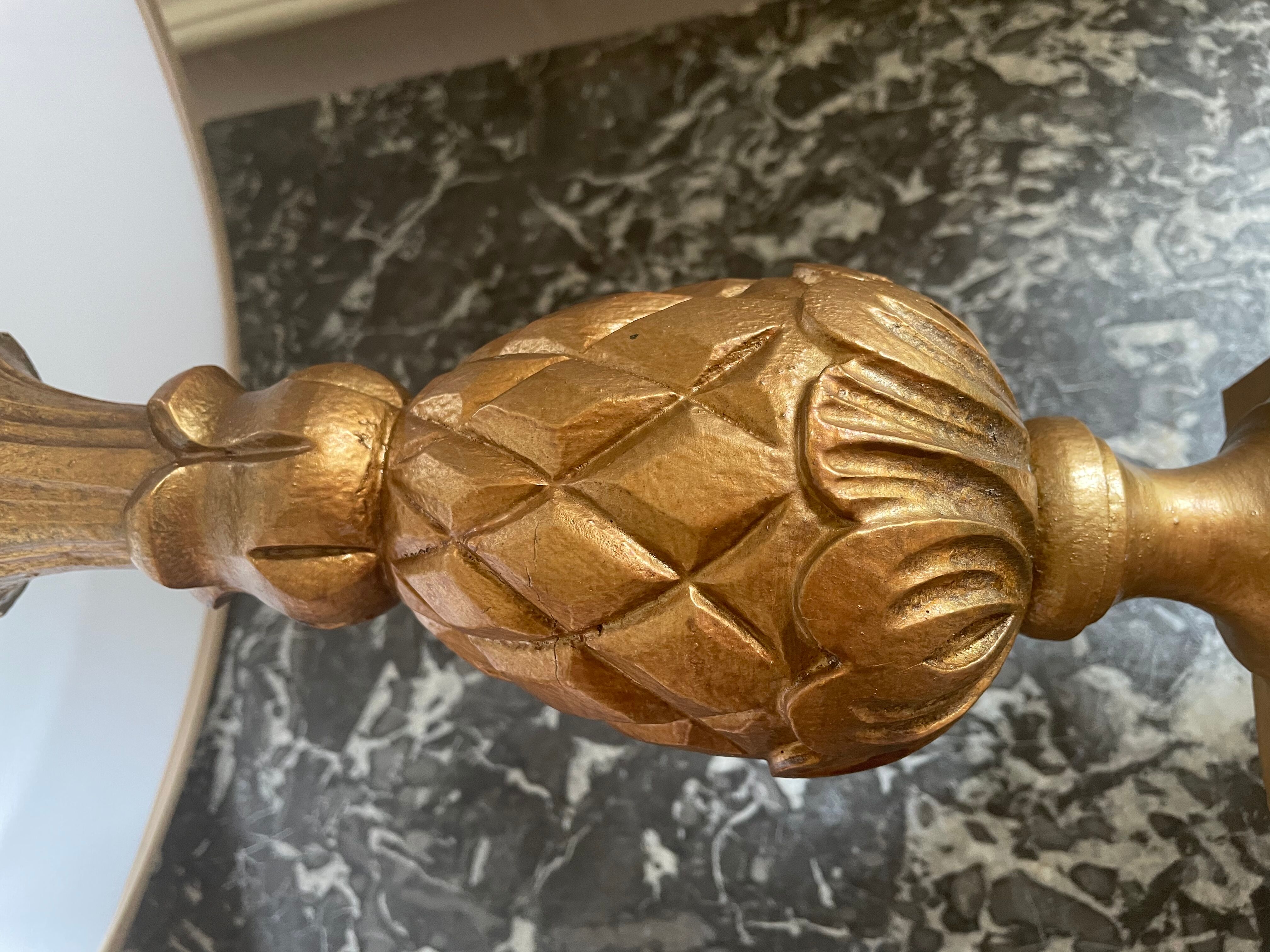 Lampe en bois ananas années 70