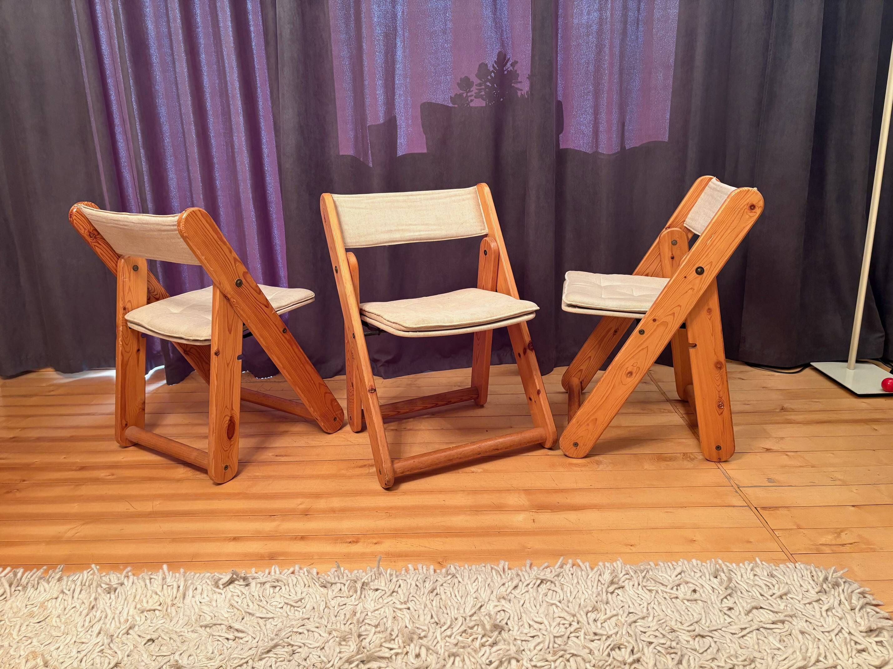Set of three Kon-Tiki chairs designed by Gillis Lundgren, Ikea, Sweden, 197