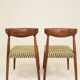 Set 2 Dining Chairs Solid Wood Ash Green Jacquard Fabric
