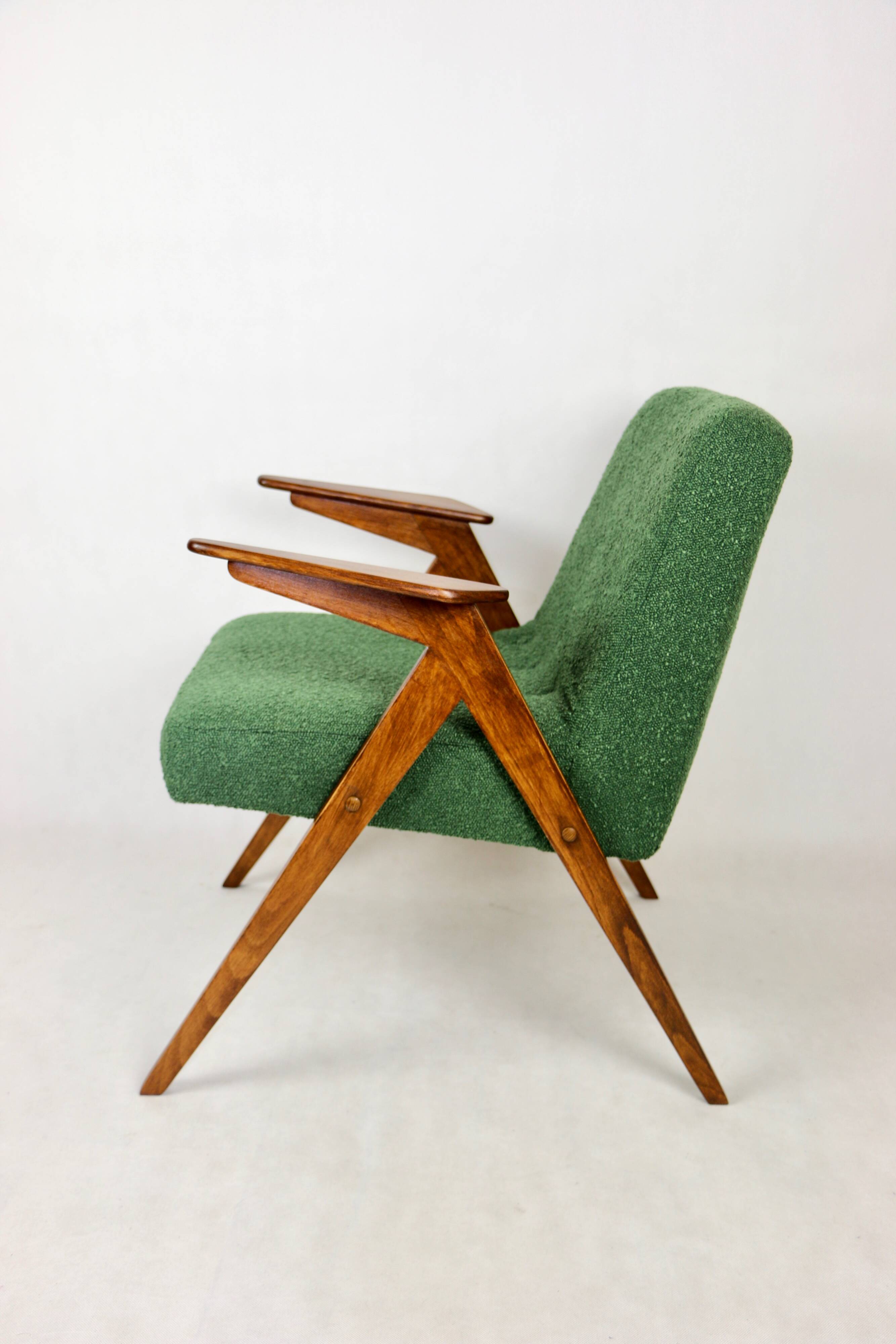 Green Boucle Bunny Armchair by Józef Chierowski, 1970s