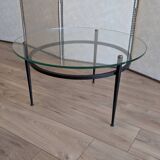 Coffee table attributed to Roger Le Bihan, modernist design in glass and metal.