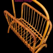 Vintage magazine rack. Rattan. 1960s.