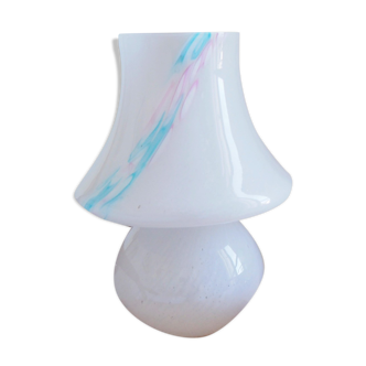 Lampe champignon Murano bleu et rose