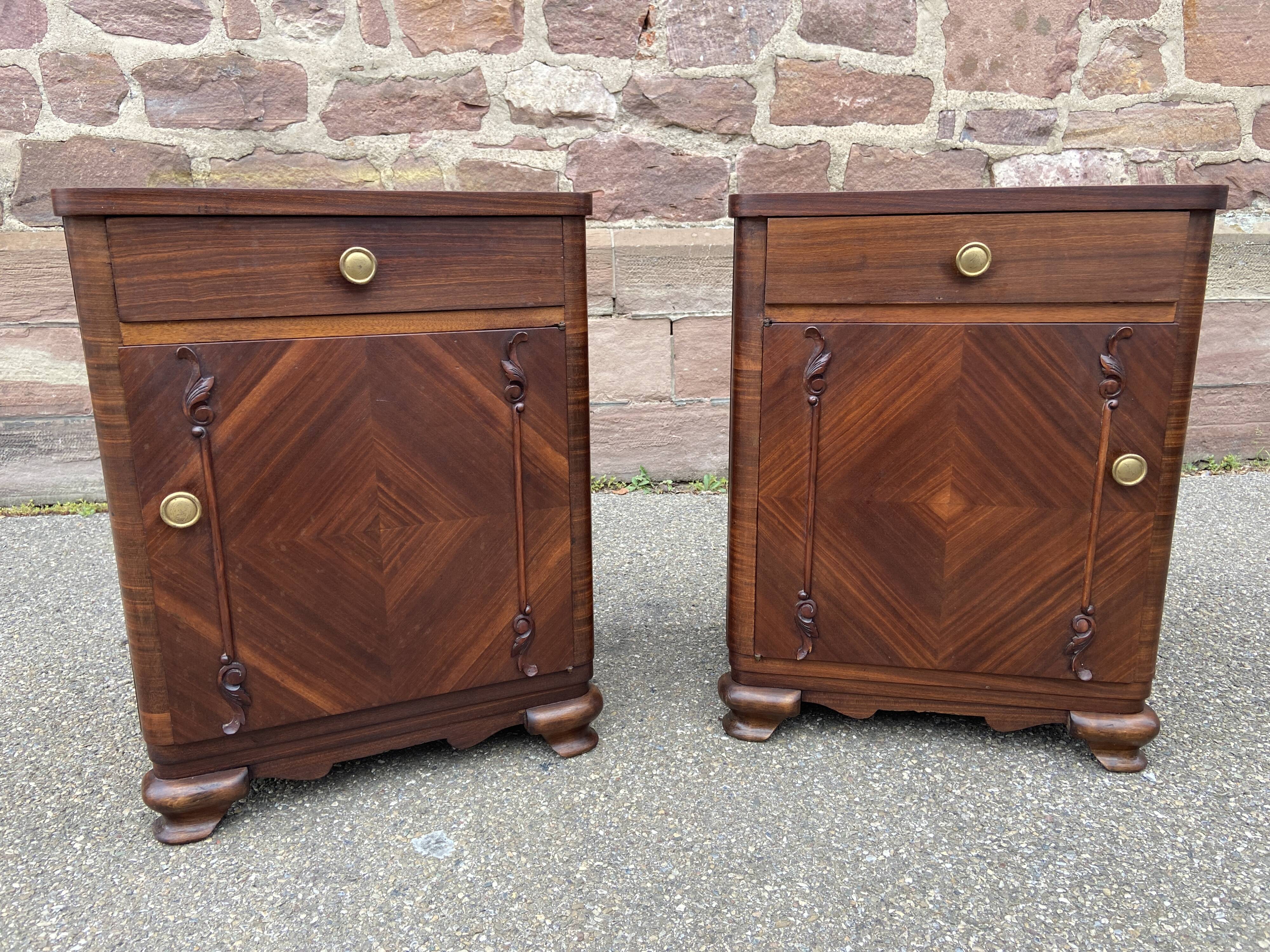 Paire de chevets Art Deco vintage 1950s