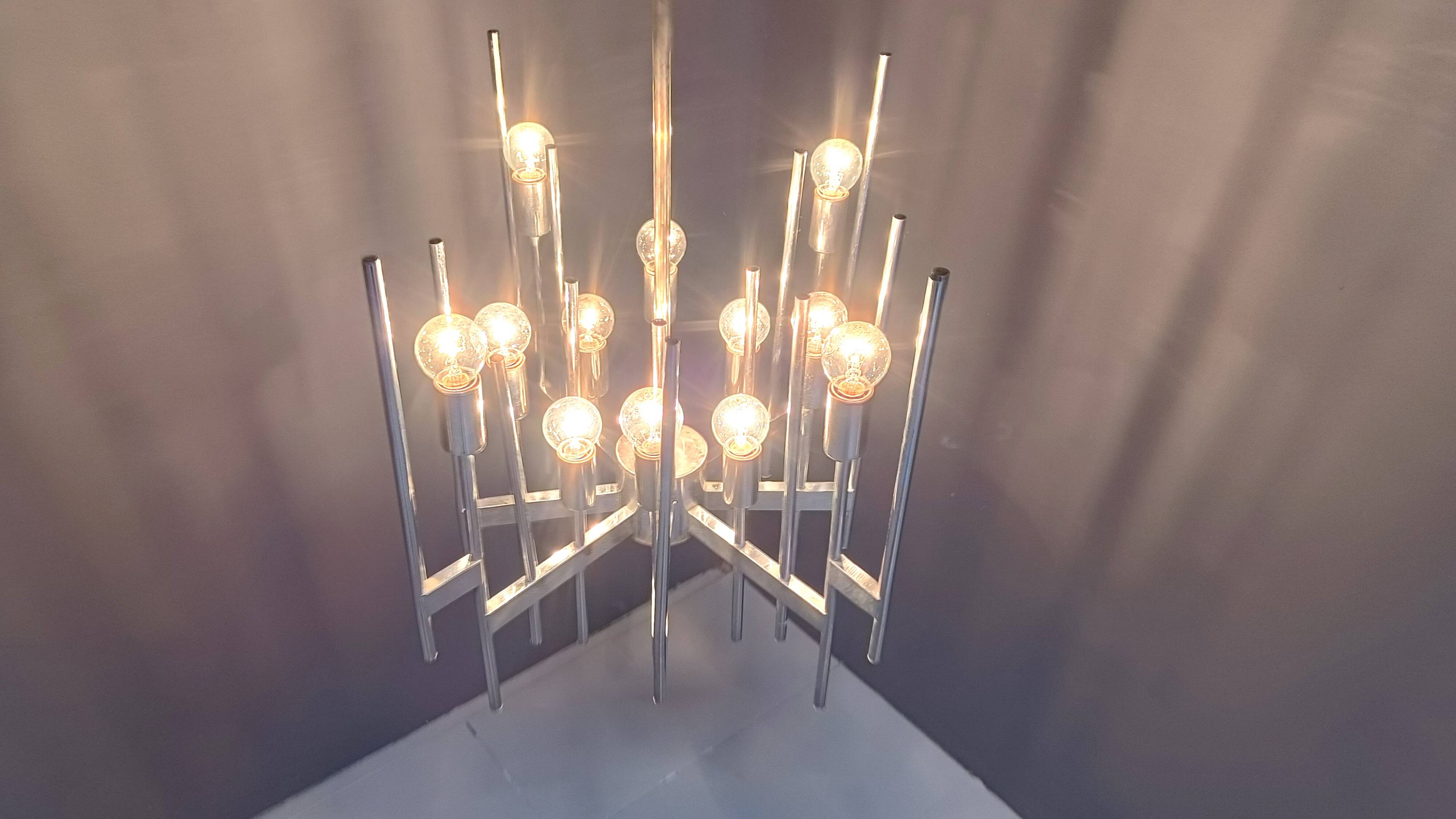 Vintage Sciolari chrome chandelier, 1970s