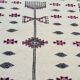 Hand-made black and pink white wool rug  210x105cm