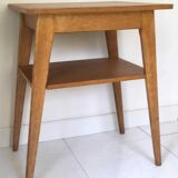 1950 compass foot pedestal table in light wood, side table, side table