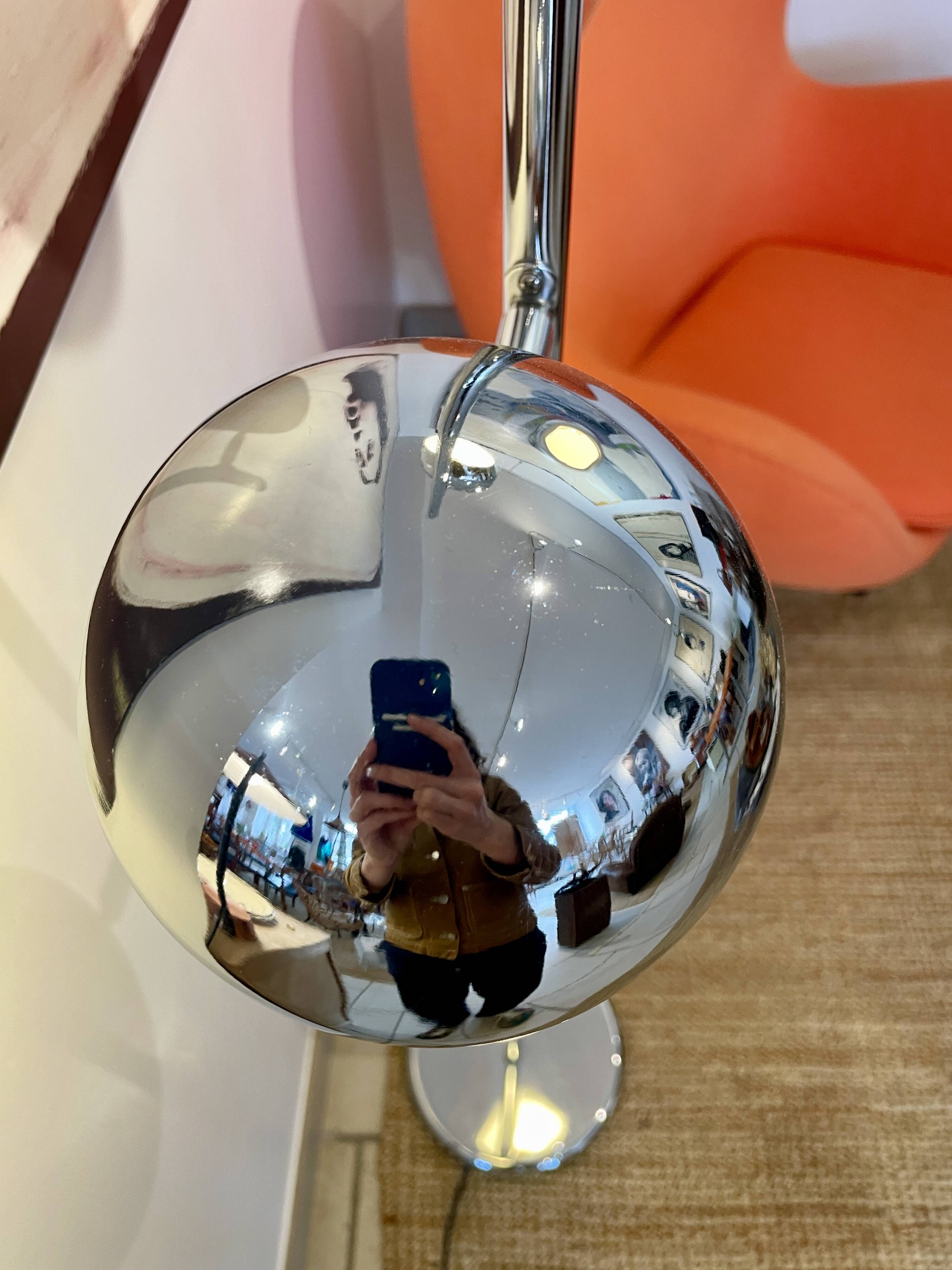 2-light eyeball floor lamp in chrome