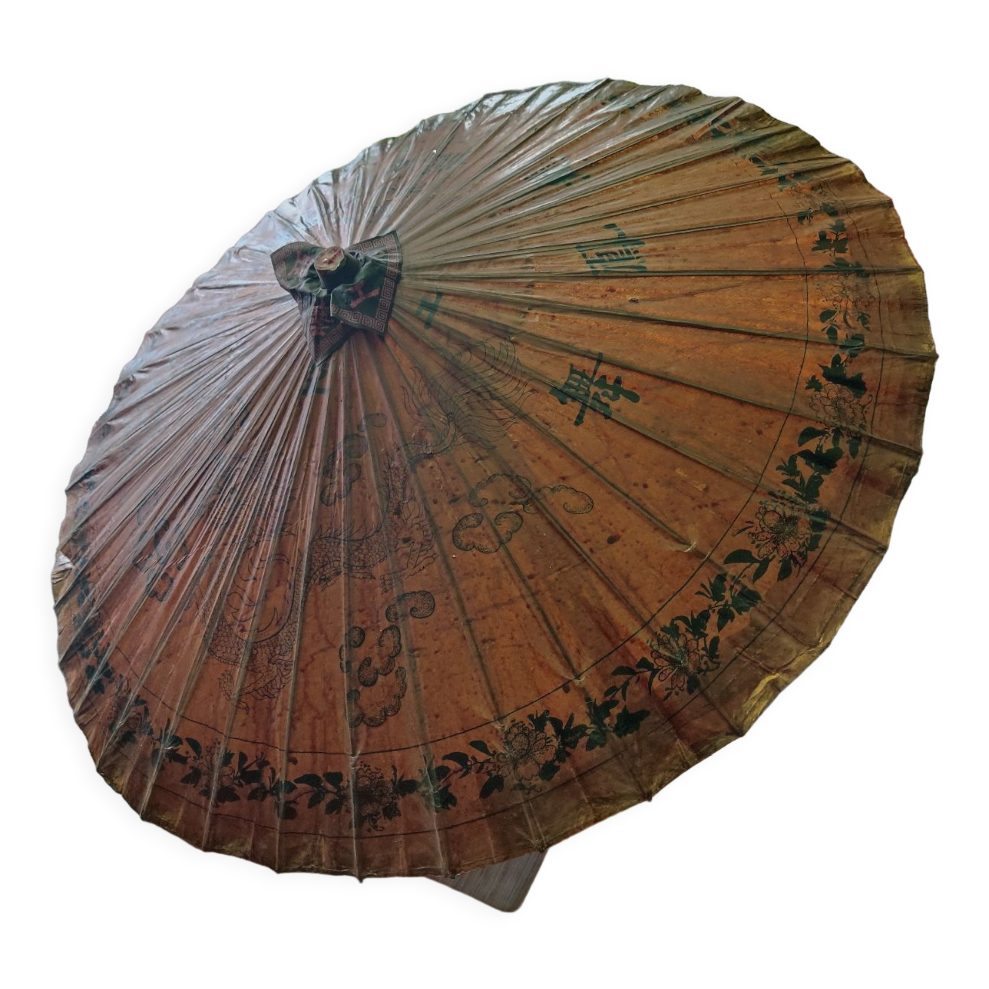 Asian paper and rattan umbrella